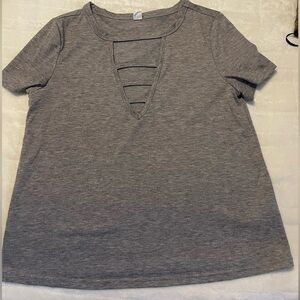Gray Women's Top with Cut-Out Design